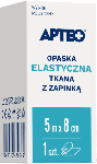 Opaska elastyczna tkana z zapinką APTEO podtrzymującą opatrunki, uciskowa lub usztywniająca, 5 m x 8 cm, 1 szt.