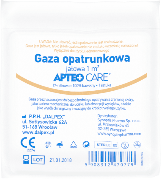 Gaza jałowa APTEO 17-nitkowa, 1 m2, 1 szt.