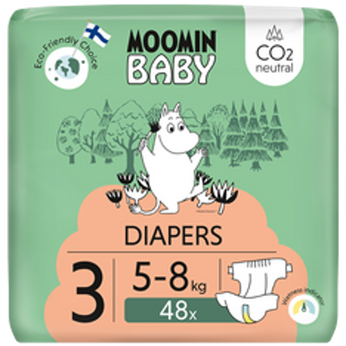 Moomin Baby 3 Midi pieluszki ekologiczne, 5-8 kg, 48 szt.