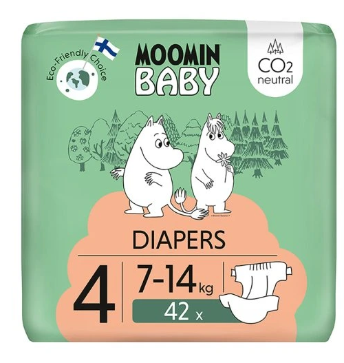 Moomin Baby 4 pieluszki ekologiczne, 7-14 kg, 42 szt.