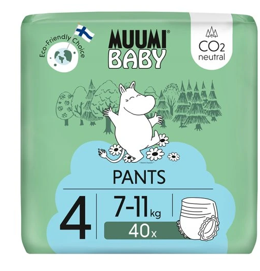 Muumi Baby Pants 4 Maxi, pieluchomajtki ekologiczne, 7-11 kg, 40 szt.