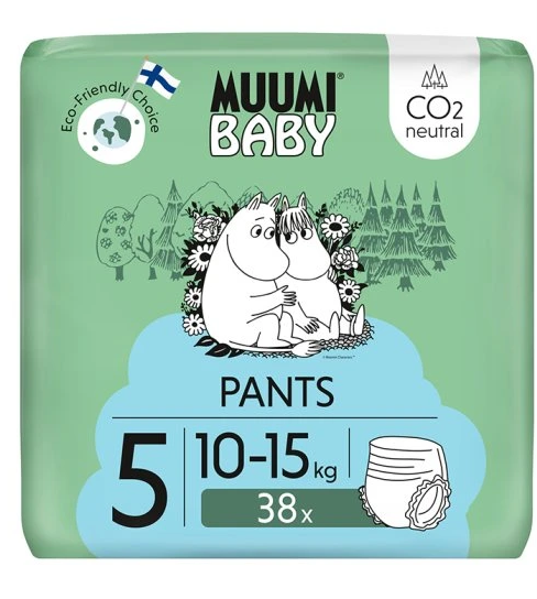 Muumi Baby Pants 5, pieluchomajtki ekologiczne, 10-15 kg, 38 szt.