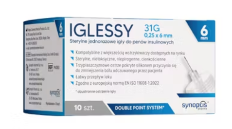 Iglessy igły do penów insulinowych, 31G, 6 mm, 10 szt.