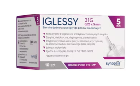 Iglessy igły do penów insulinowych, 31G, 5 mm, 10 szt.
