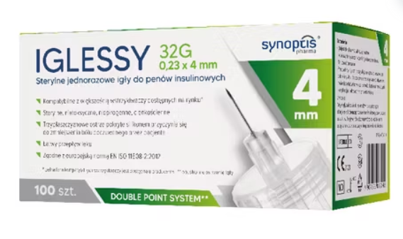 Iglessy igły do penów insulinowych, 32G, 4 mm, 10 szt.