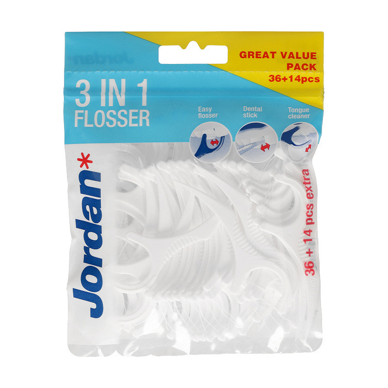 Jordan Flosser 3w1 nić, wykałaczka i czyścik do języka w jednym