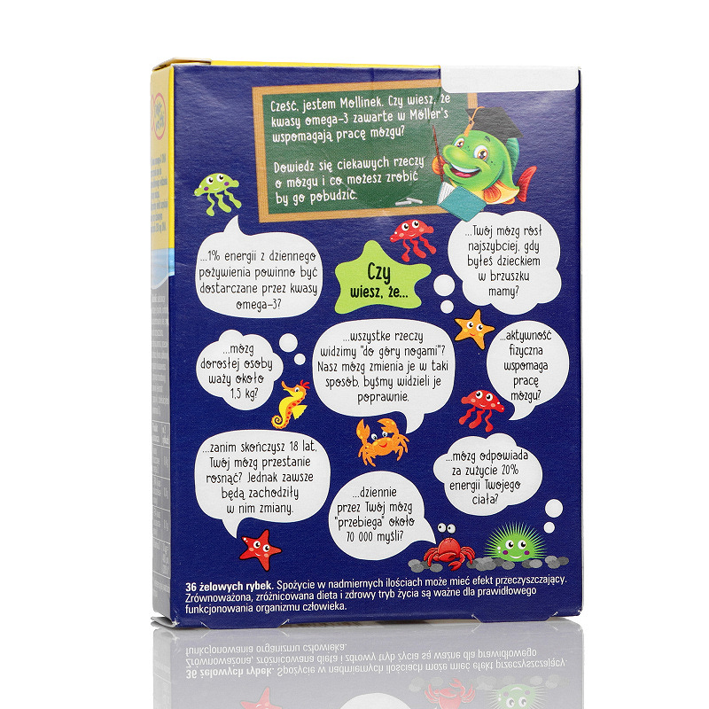 Mollers Omega-3 Rybki, żelki smak owocowy, 36 szt.