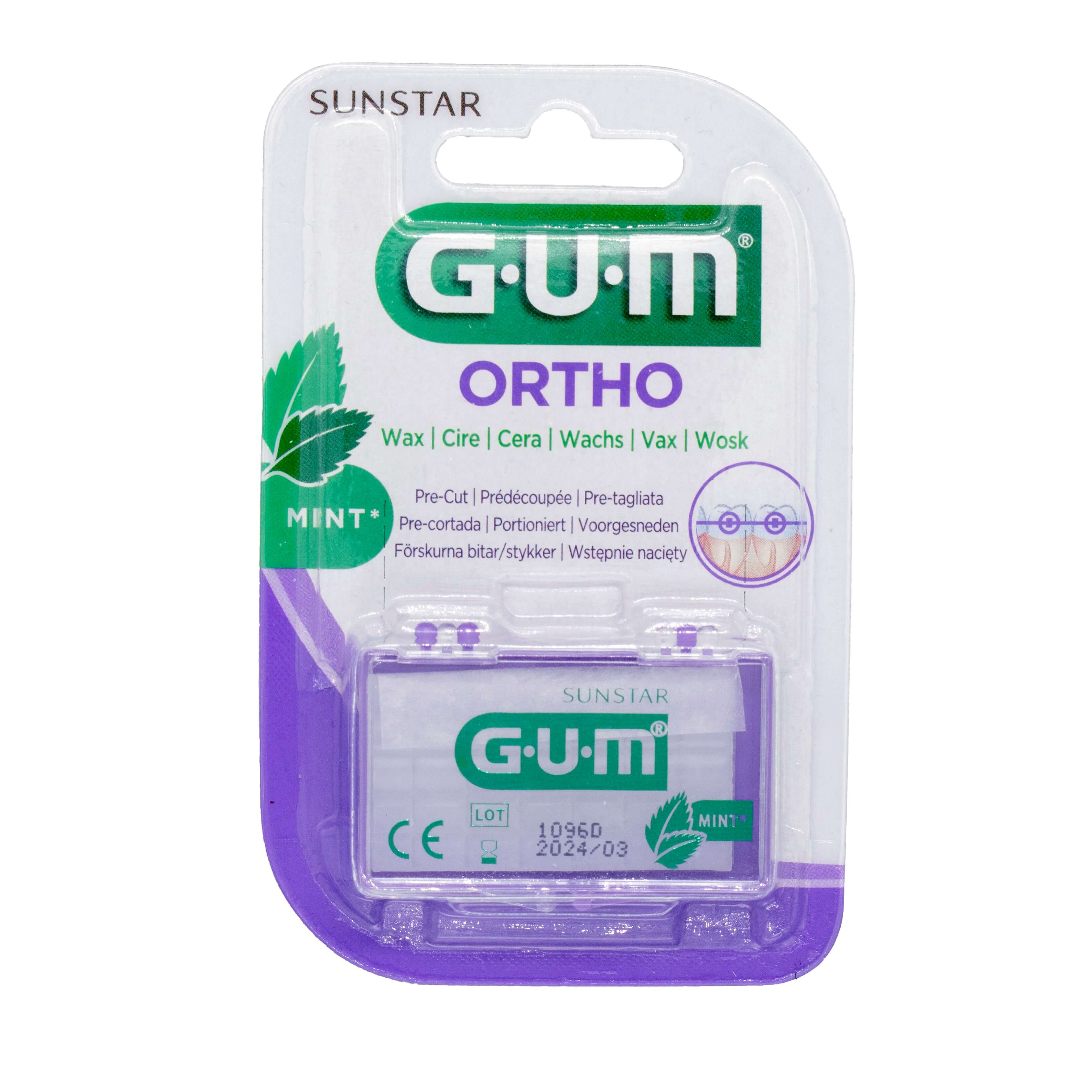 SUNSTAR GUM Ortho, wosk ortodontyczny miętowym, 1 szt.