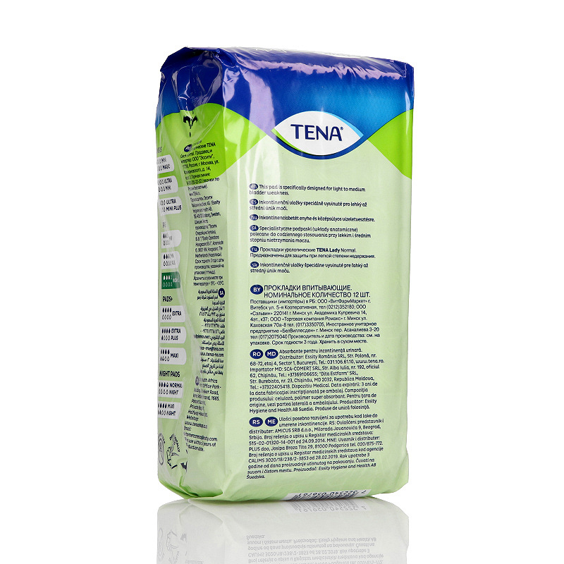 Tena Lady Normal , wkładki anatomiczne na nietrzymanie moczu, 12 szt.