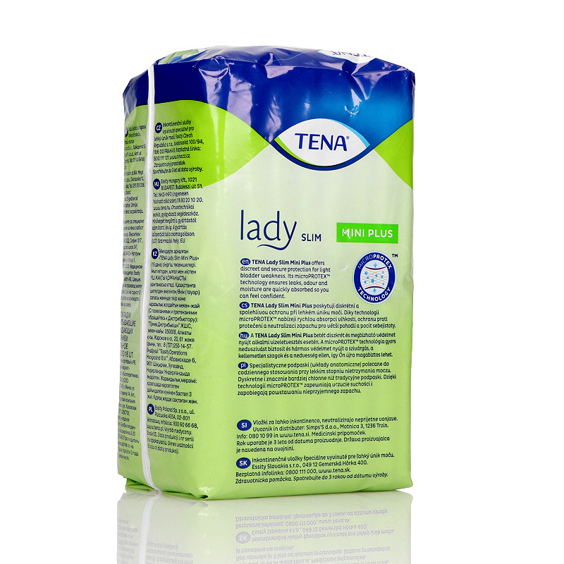Tena Lady Slim Mini Plus , wkładki anatomiczne na nietrzymanie moczu, 16 szt.