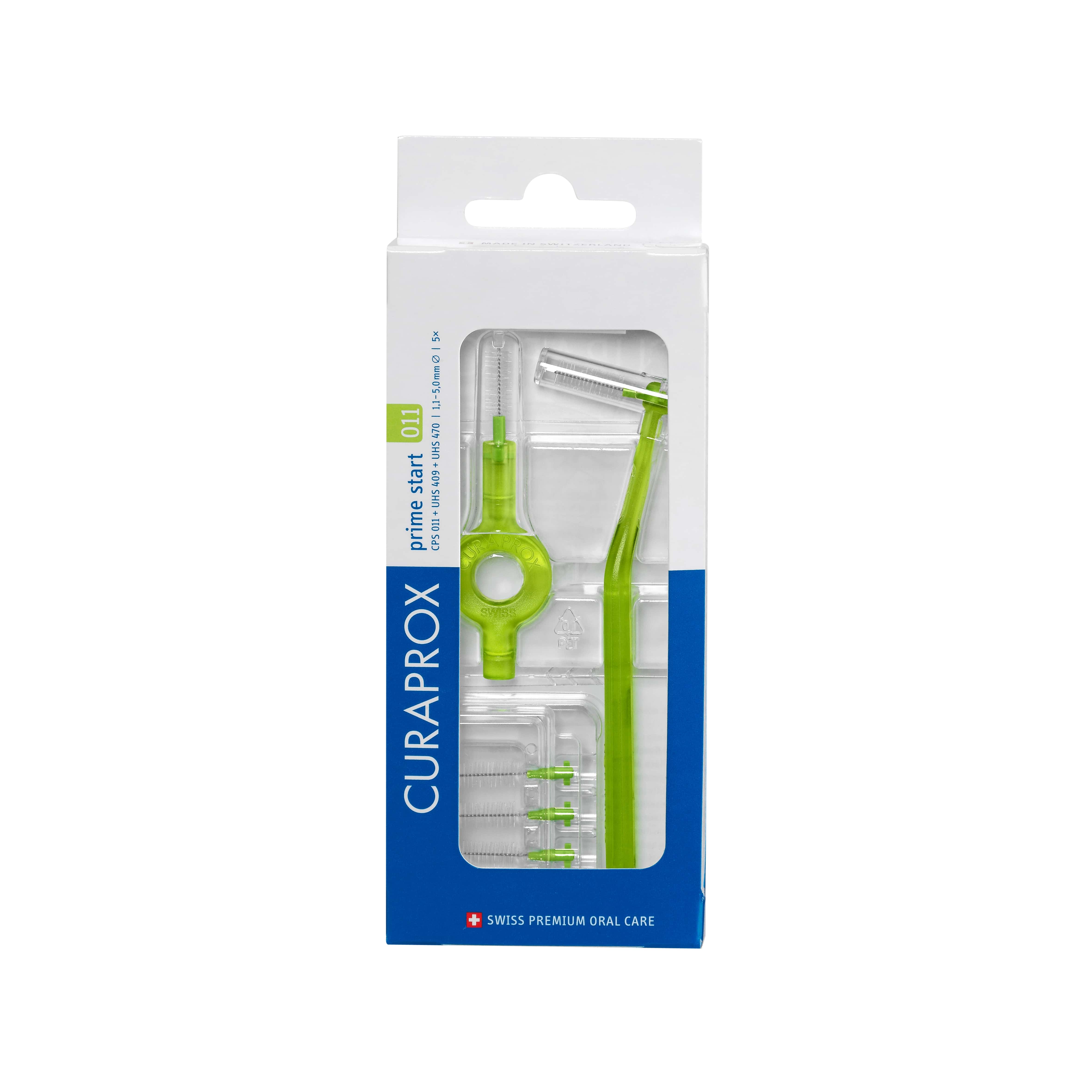 Curaprox PS 011,  szczoteczki międzyzębowe z uchwytem PrimePlus, 5 szt + uchwyt