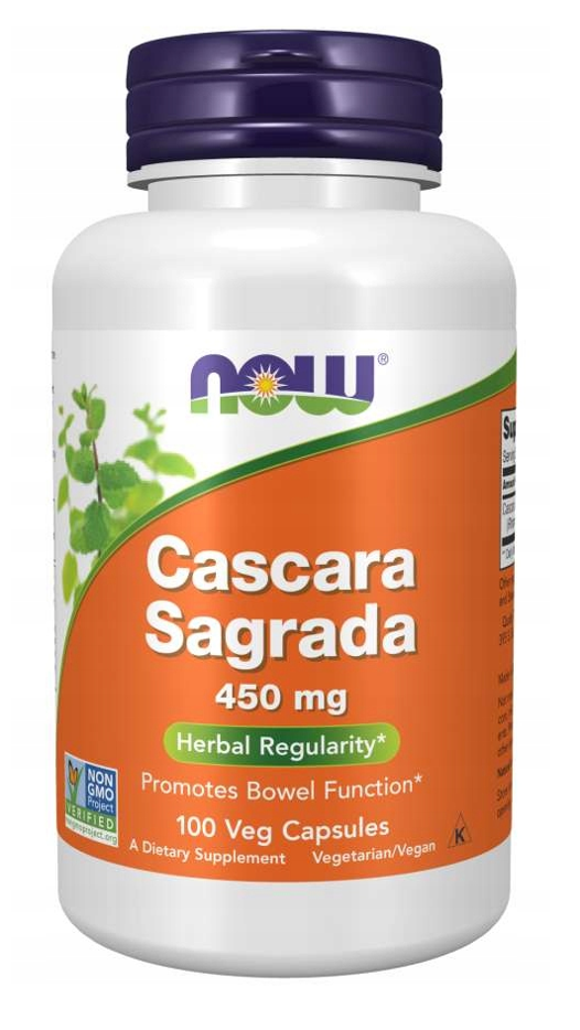 NOW Foods Cascara Sagrada 450 mg, 100 kapsułek KRÓTKA DATA 30.11.2026