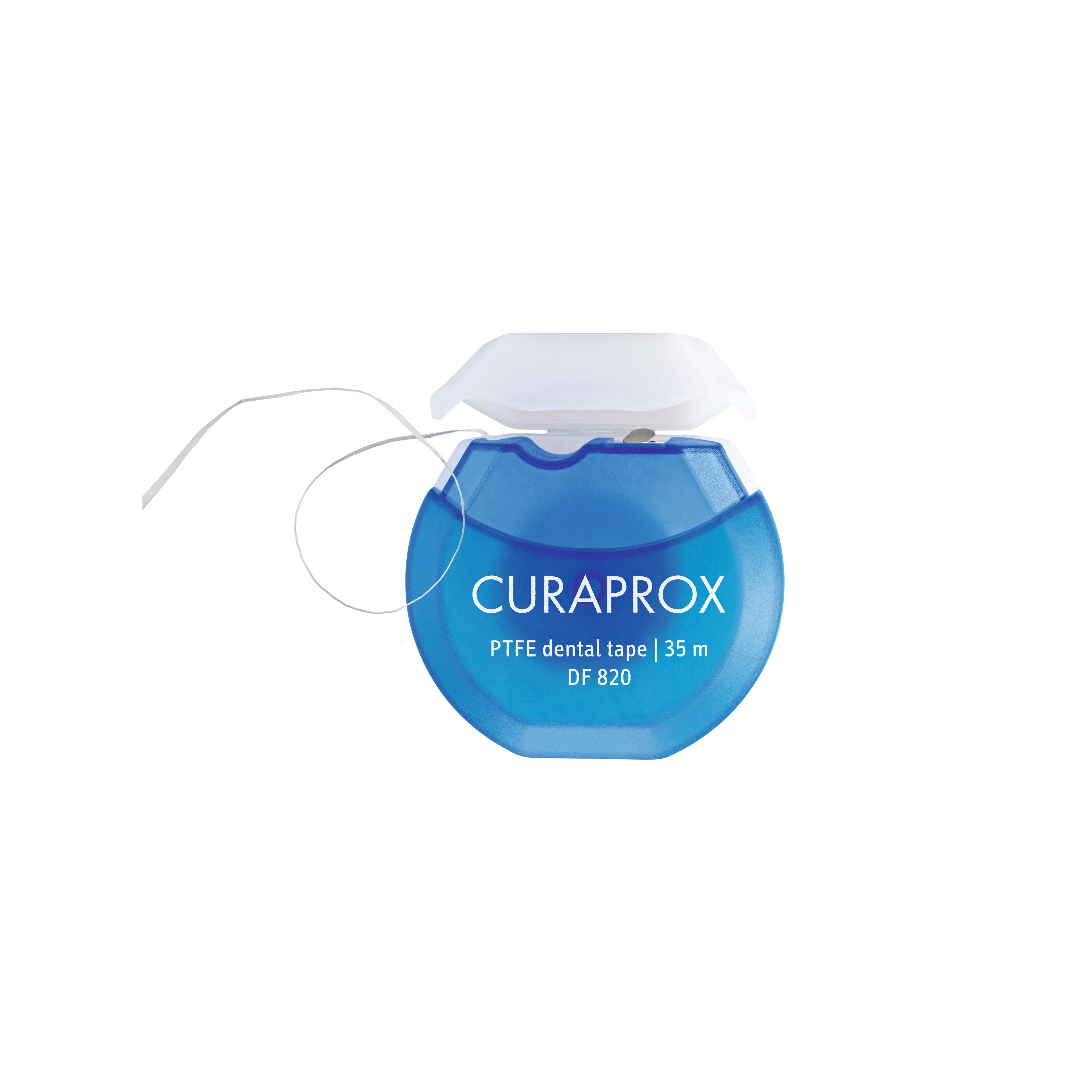 Curaprox DF 820 , taśma dentystyczna teflonowa odporna na zrywanie, 35 m