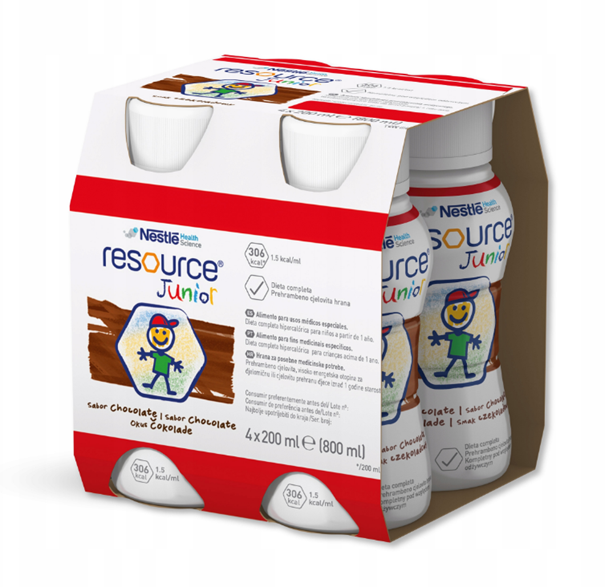 Resource Junior, czekoladowy, 4 x 200 ml