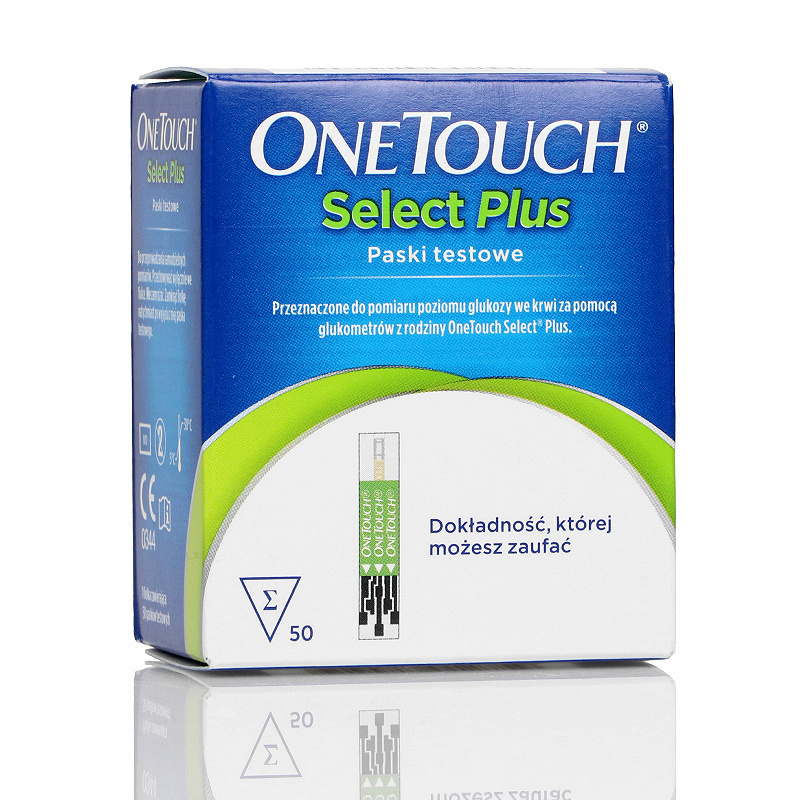 One Touch Select Plus, test paskowy do mierzenia poziomu glukozy we krwi, 50 szt.