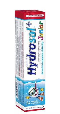 Hydrosal + Junior , o smaku malinowo-jagodowym, 24 tabletki musujące