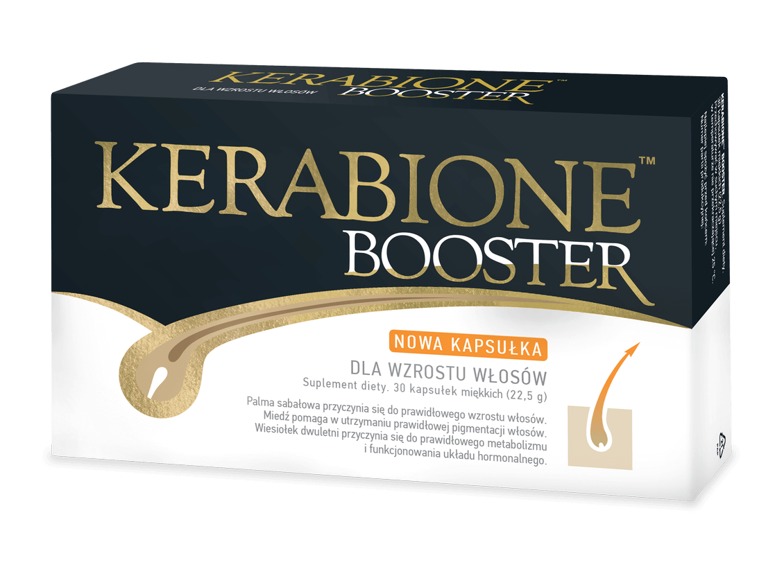 Kerabione Booster, kapsułki ze składnikami wspomagającymi wzrost włosów, 30 szt.