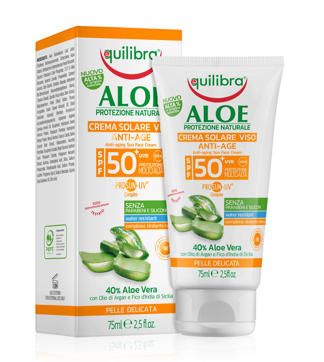 Equilibra Krem Aloesowy, przeciw zmarszczkowy SPF 50, 75 ml