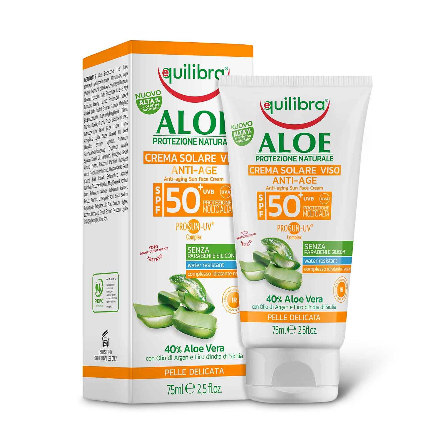 Equilibra Aloe, krem aloesowy przeciwzmarszczkowy SPF50+, 75 ml