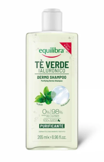 Equilibra, szampon oczyszczający do włosów, zielona herbata, 265 ml