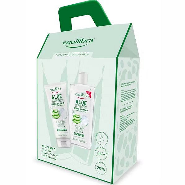 Equilibra Aloesowa zestaw pielęgnacyjny do włosów z kwasem hialuronowym, szampon, 265 ml + odżywka, 200 ml