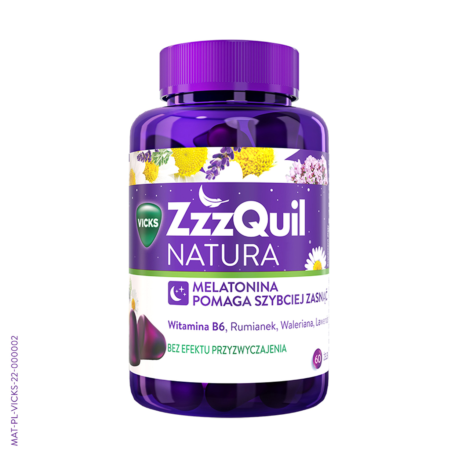 ZzzQuil NATURA, żelki ze składnikami ułatwiającymi zasypianie, 60 szt.
