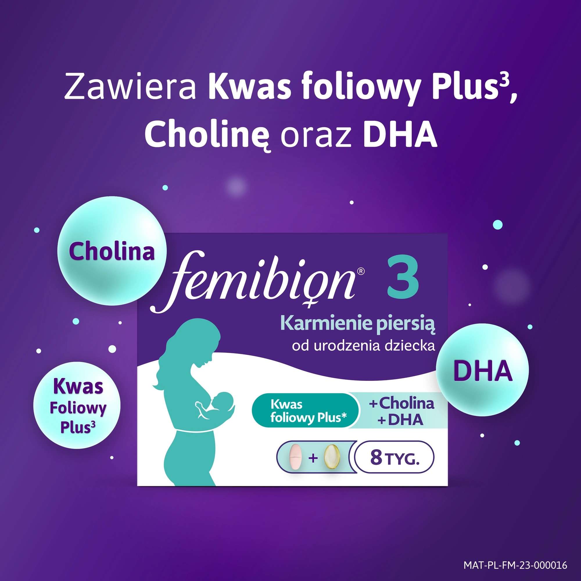 Femibion® 3 Karmienie Piersią, kwas foliowy plus, DHA, 56 tabletek i 56 kapsułek