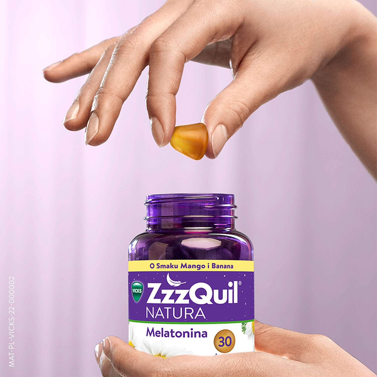 ZzzQuil Natura, żelki ze składnikami ułatwiającymi usypianie, mango-banan, 30 szt.