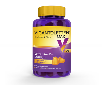 Vigantoletten Max 2000 j.m. żelki o smaku cytrynowym z witaminą D3, 60 szt.