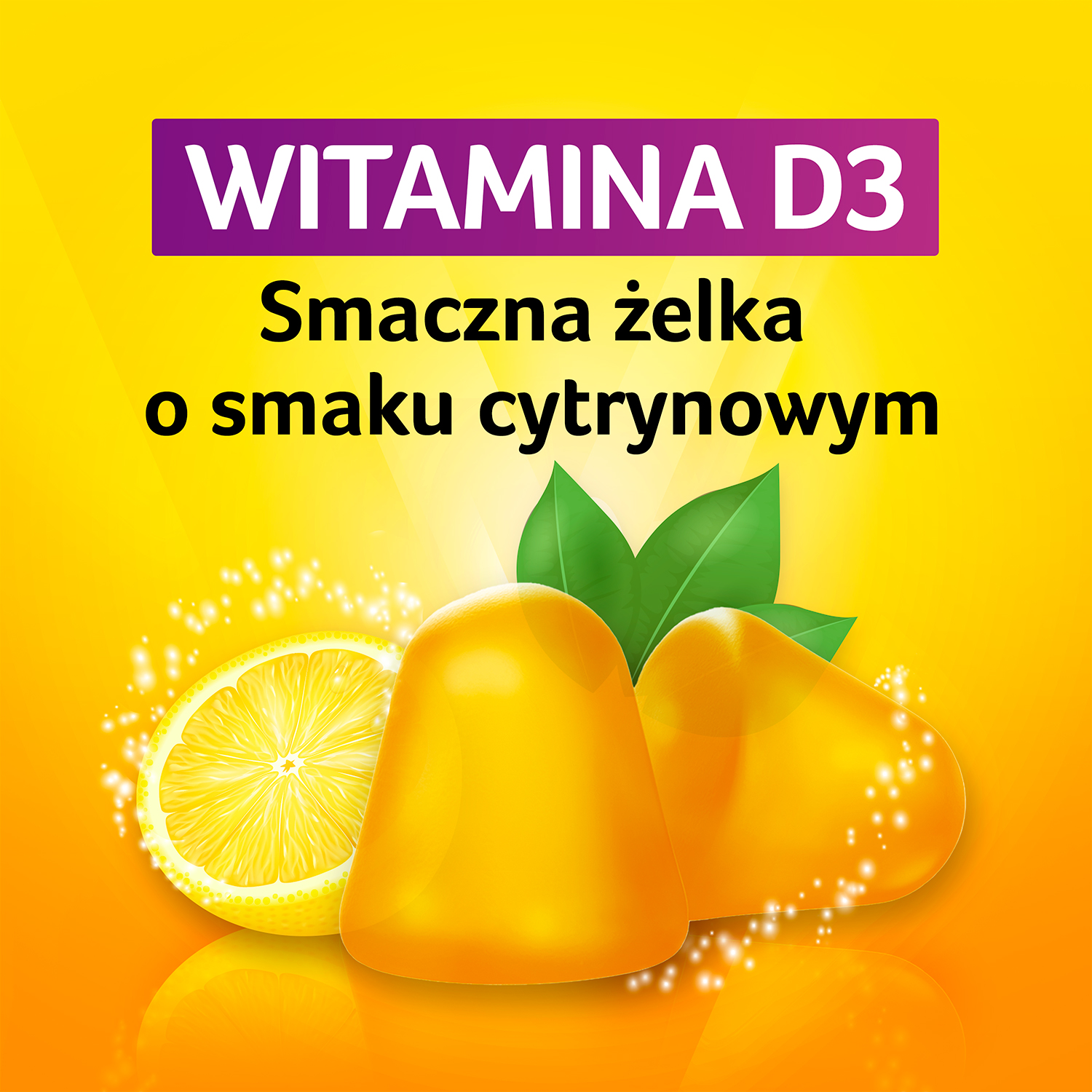 Vigantoletten Max 2000 j.m., żelki o smaku cytrynowym z witaminą D3, 60 szt.