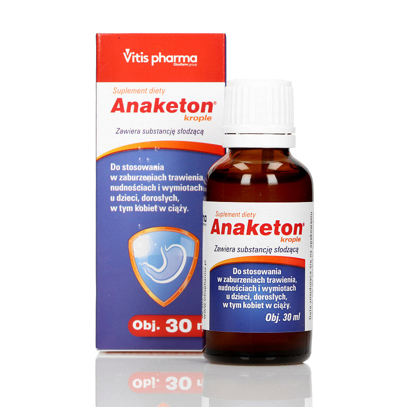 Anaketon, krople ze składnikami wspierającymi w zaburzeniach trawienia, 30 ml