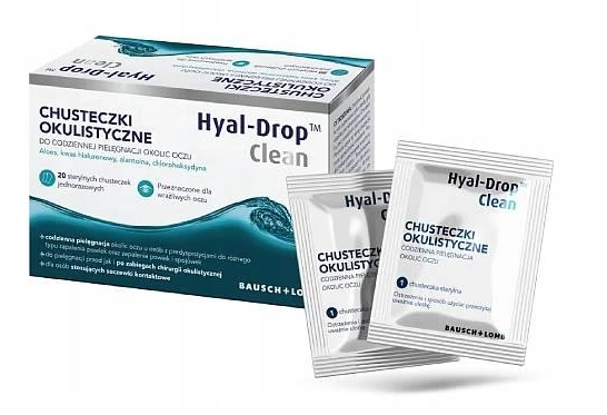 Hyal-Drop Clean, chusteczki okulistyczne, 20 sasz.