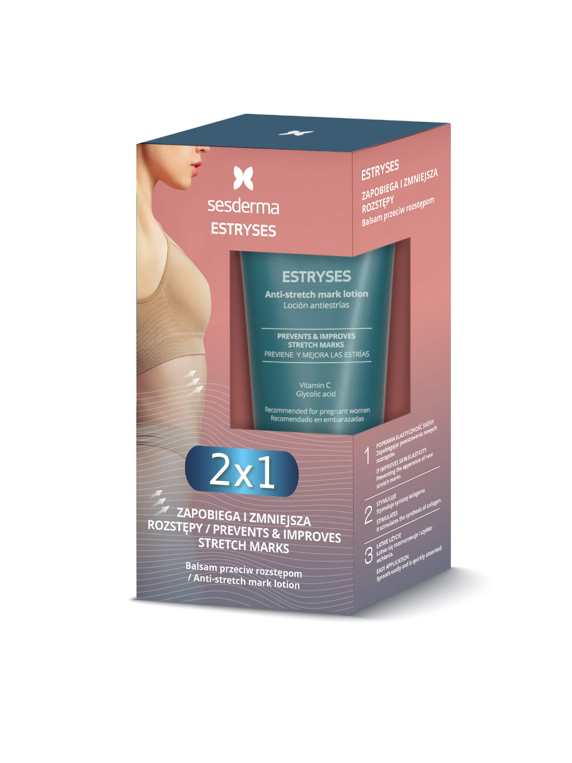 SESDERMA Zestaw emulsja na rozstępy Estryses, 2 x 200 ml