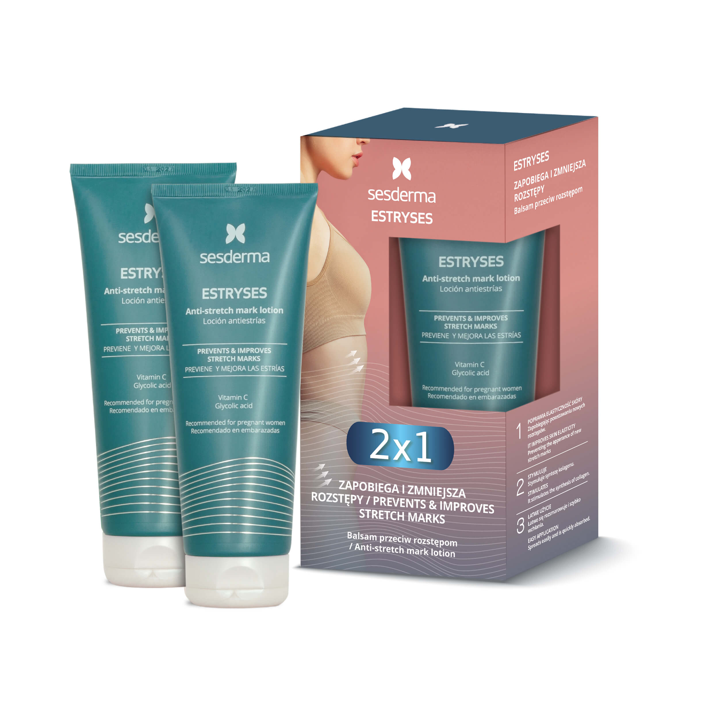 SESDERMA Zestaw, emulsja na rozstępy Estryses, 2 x 200 ml