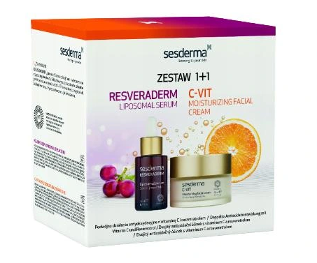 Sesderma Zestaw, serum liposomowe 30 ml+ nawilżający krem z witaminą C 50 ml
