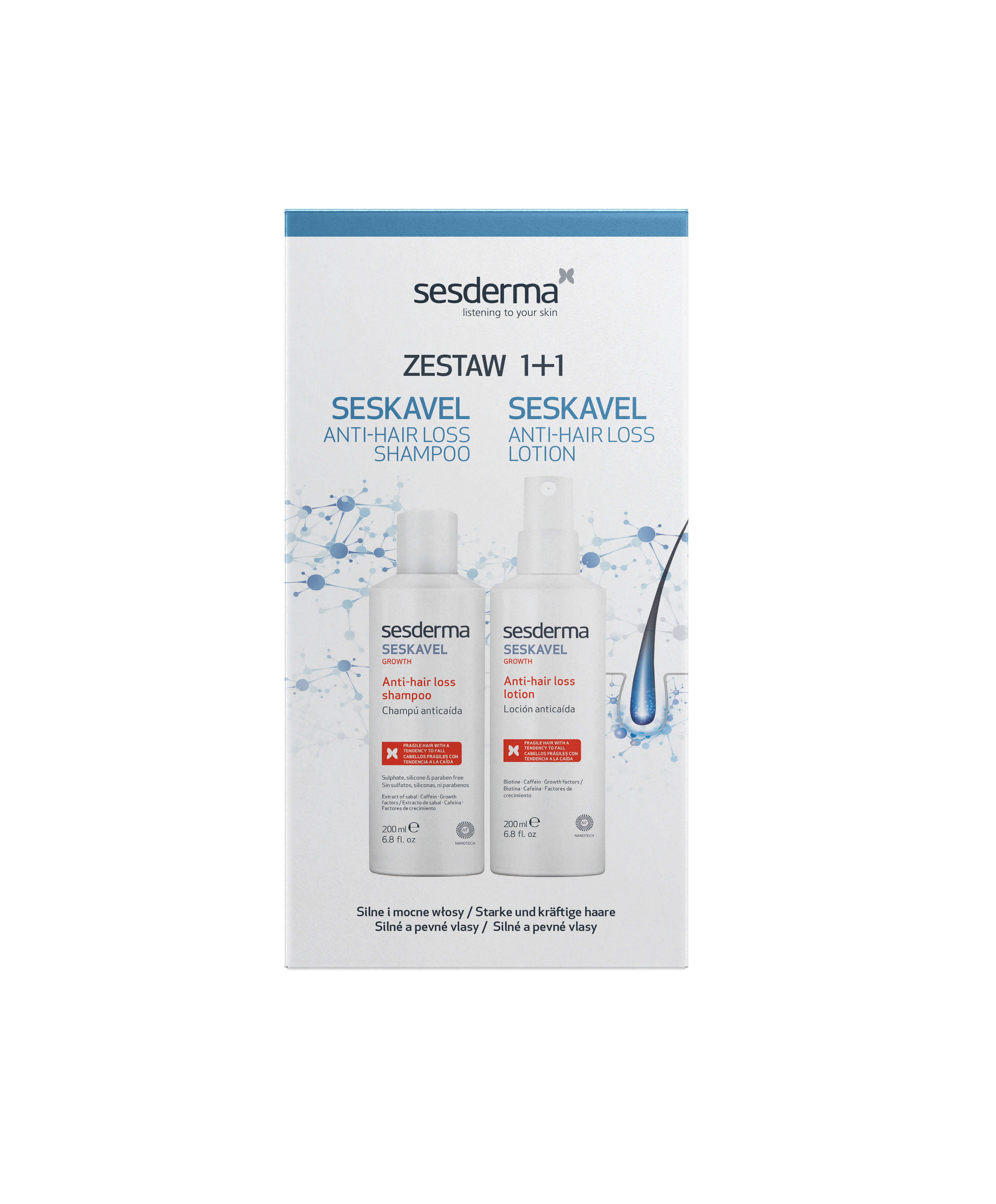 Sesderma Seskavel , zestaw: emulsja, 200 ml + szampon, 200 ml