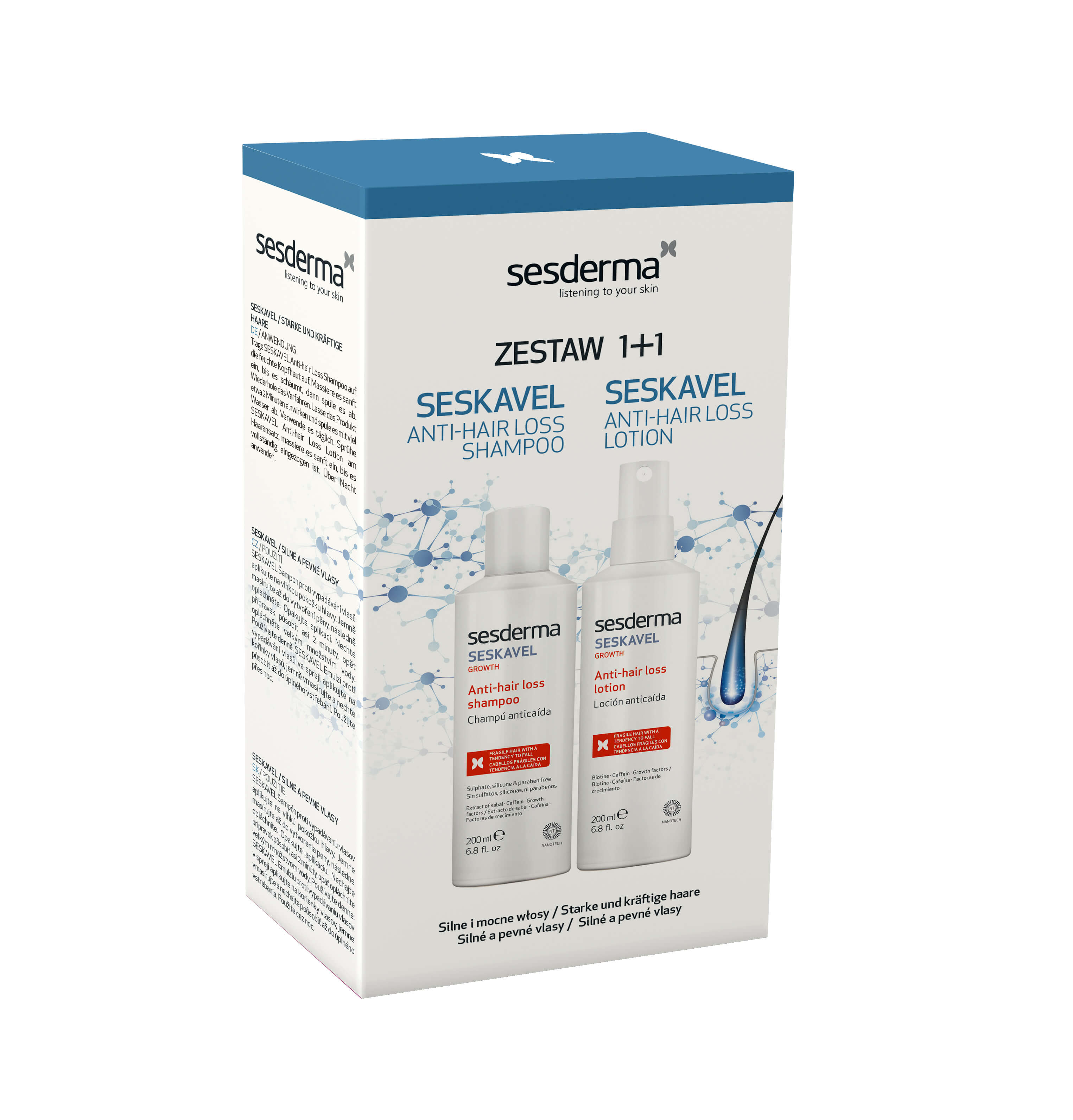 Sesderma Seskavel , zestaw: emulsja, 200 ml + szampon, 200 ml
