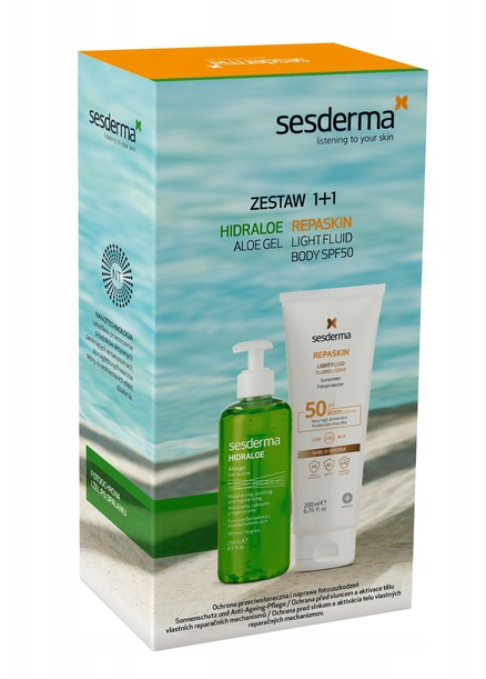 Sesderma krem do ciała SPF 50, 200ml + żel aloesowy, 250 ml