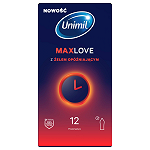 Unimil Max Love prezerwatywy z żelem opóźniającym, 12 szt.