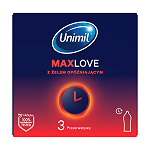 Unimil MaxLove prezerwatywy z żelem opóźniającym, 3 szt.
