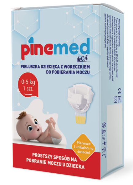 Pinemed, pieluszka dziecięca z woreczkiem do pobierania moczu, 0-5 kg, 1 szt.