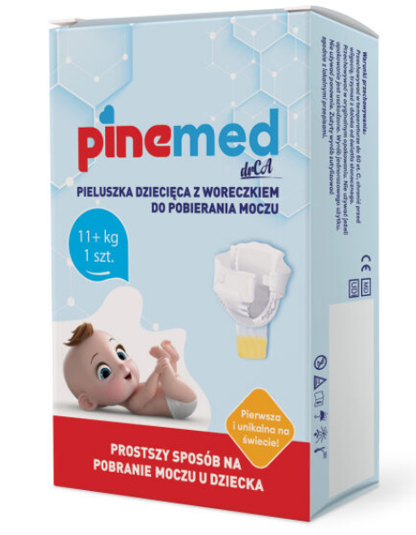 Pinemed, pieluszka dziecięca z woreczkiem do pobierania moczu, 11+ kg, 1 szt.