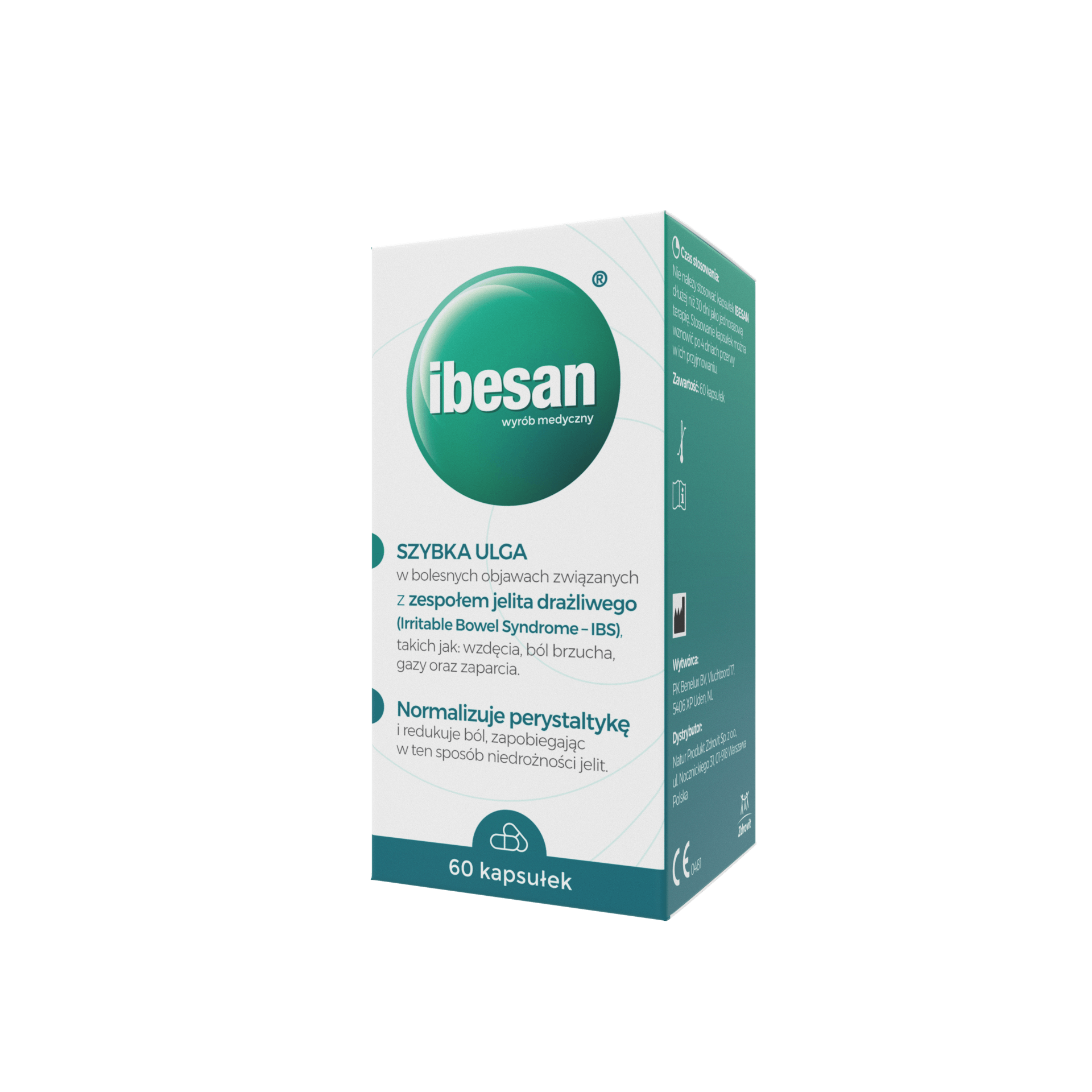 Ibesan, kapsułki na bolesne objawy zespołu jelita drażliwego, 60 szt.