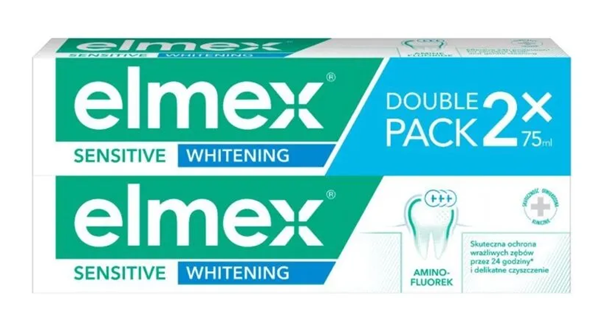 Elmex Sensitive Whitening pasta do zębów delikatnie wybielająca, 2 x75 ml