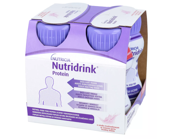 Nutridrink Protein , o smaku truskawkowym, 4 x 125 ml