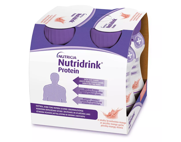 Nutridrink Protein, o smaku brzoskwinia-mango, 4 x 125 ml