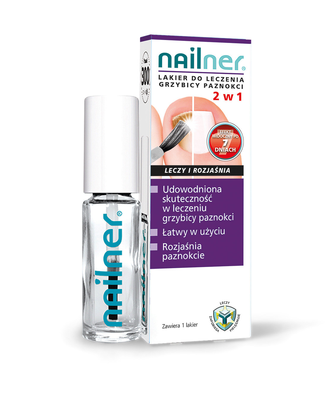 Nailner lakier 2 w 1, lakier przeciw grzybicy paznokci, butelka 5 ml