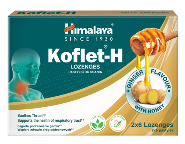 Himalaya Koflet-H, pastylki do ssania, imbirowe, 12 szt.