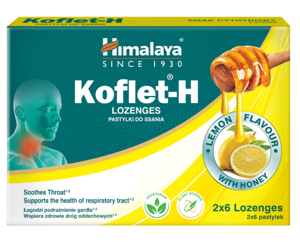 Himalaya Koflet-H, pastylki do ssania,, cytrynowe, 12 szt.