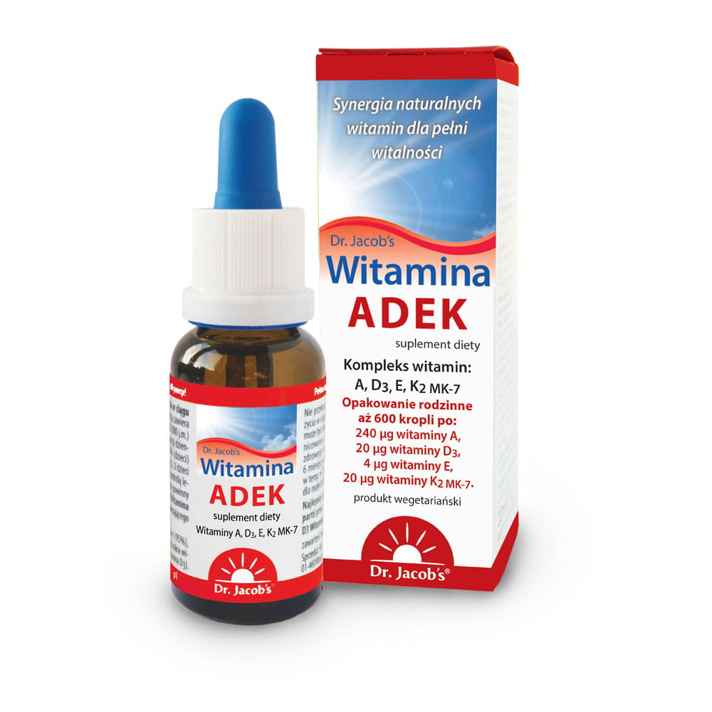 Dr. Jacob’s Witamina ADEK , krople z kompleksem witamin rozpuszczalnych w tłuszczach, 20 ml